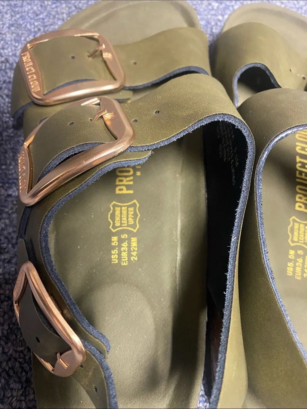 Olive Green Kids Double-Buckle Sandals Project Cloud
